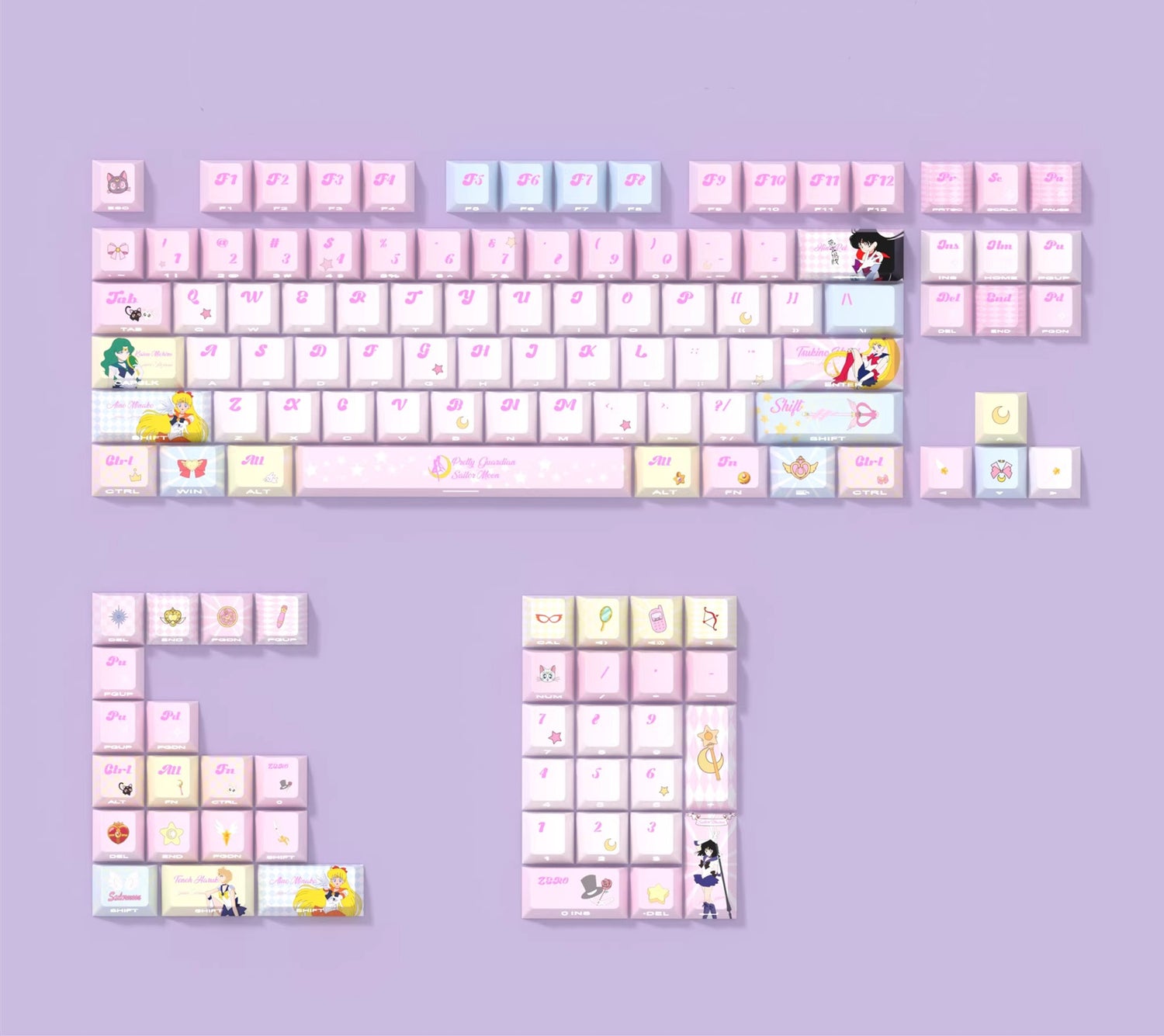 Sailor Moontheme, PBT material personalized keycap set, anime cultural creative decoration keycap set, compatible with 61/64/68/75/84/87/104 mechanical keyboard