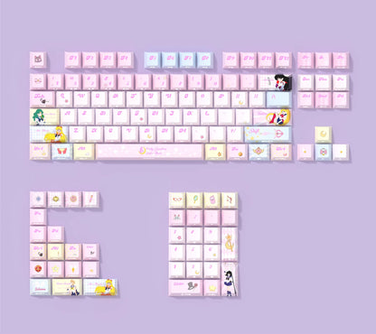 Sailor Moontheme, PBT material personalized keycap set, anime cultural creative decoration keycap set, compatible with 61/64/68/75/84/87/104 mechanical keyboard
