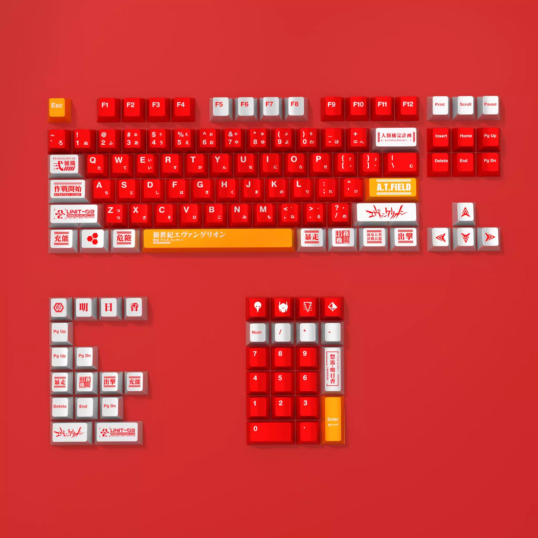 NEON GENESIS EVANGELION, EVA Theme, Pearl Metallic Paint Collection PBT Material Original Factory Highly Personalized Keycap Set, Anime Game Keycap Set, Suitable for 61/64/68/75/84/87/104 Key Mechanical Keyboard