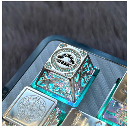 Pure silver hollow 12 Constellation  Personalized Keycaps, Mechanical Keyboard Decorative Keycaps, Constellation Divination Cultural Creative Products.