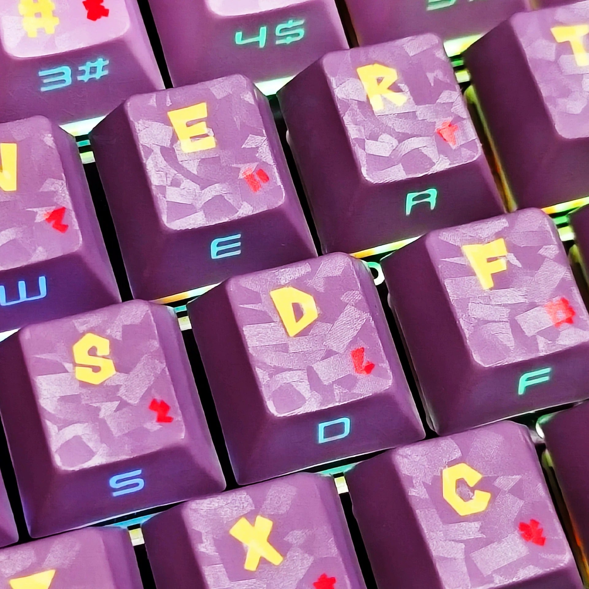 Gengar theme, carbon fiber pattern, PBT material material personalized keycap set, anime and games cultural creative decoration keycap set, compatible with 61/64/68/75/84/87/104 mechanical keyboard replacement keycap