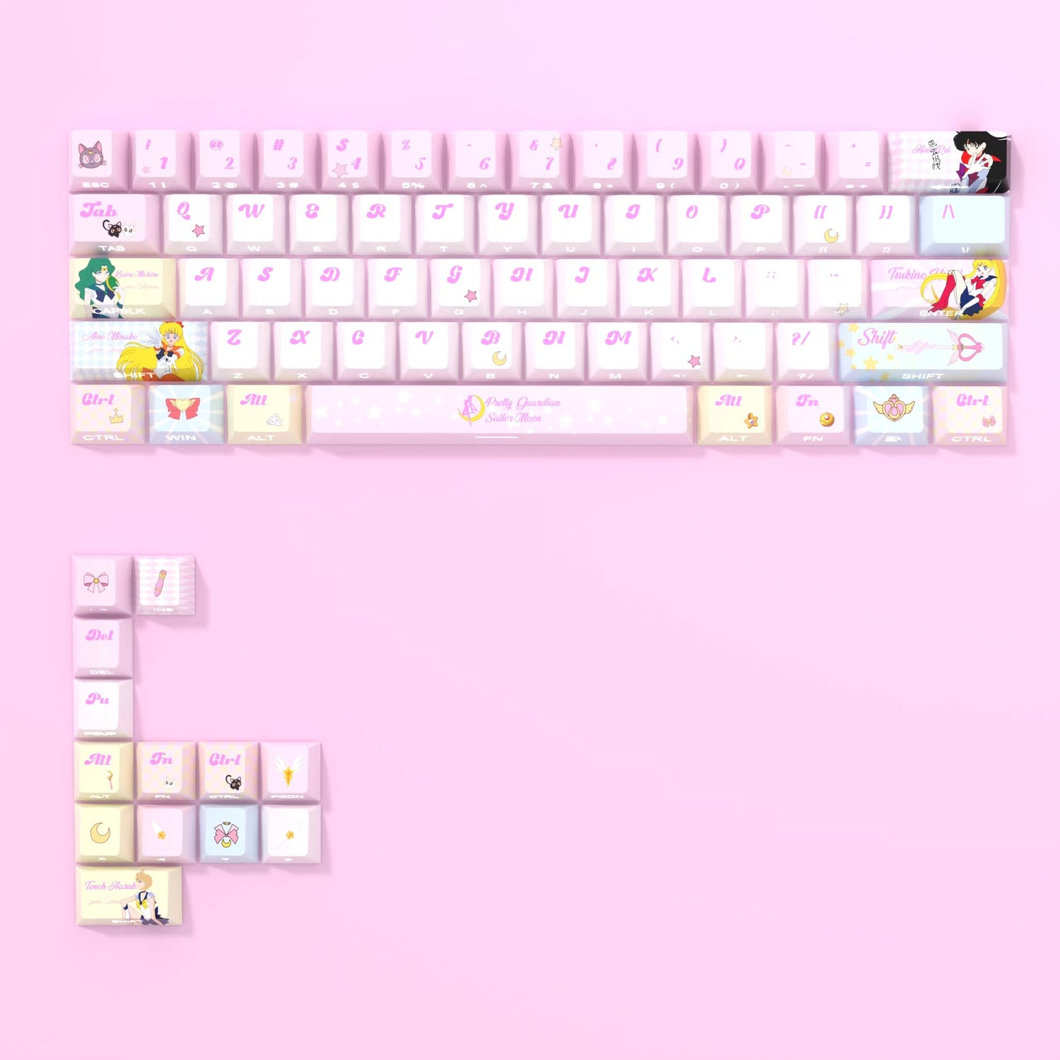 Sailor Moontheme, PBT material personalized keycap set, anime cultural creative decoration keycap set, compatible with 61/64/68/75/84/87/104 mechanical keyboard