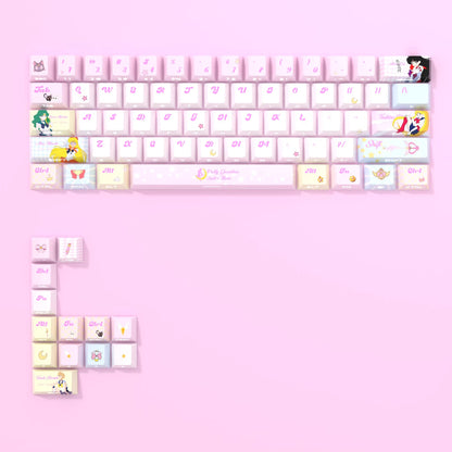 Sailor Moontheme, PBT material personalized keycap set, anime cultural creative decoration keycap set, compatible with 61/64/68/75/84/87/104 mechanical keyboard