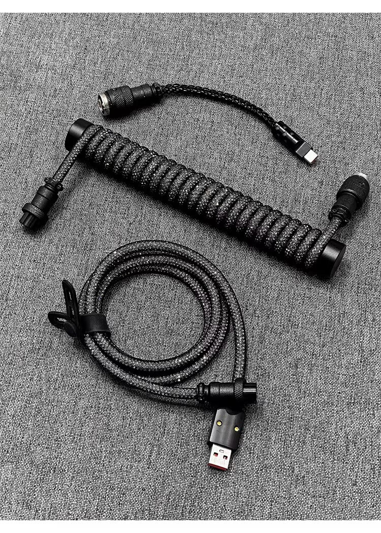 Flash drill three-stage aviation plug custom data cable mechanical keyboard luminous cable supports 8k