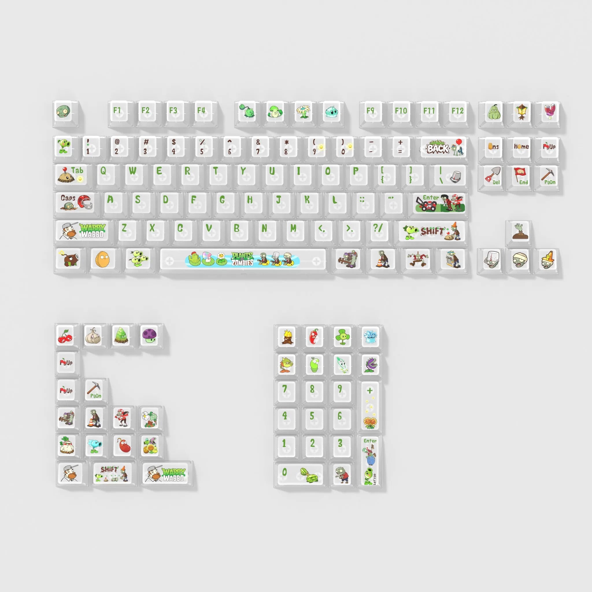 Plants V.S. Zombies Theme PC material personalized keycap set, anime cultural creative decoration keycap set, compatible with 61/64/68/75/84/87/104 mechanical keyboard