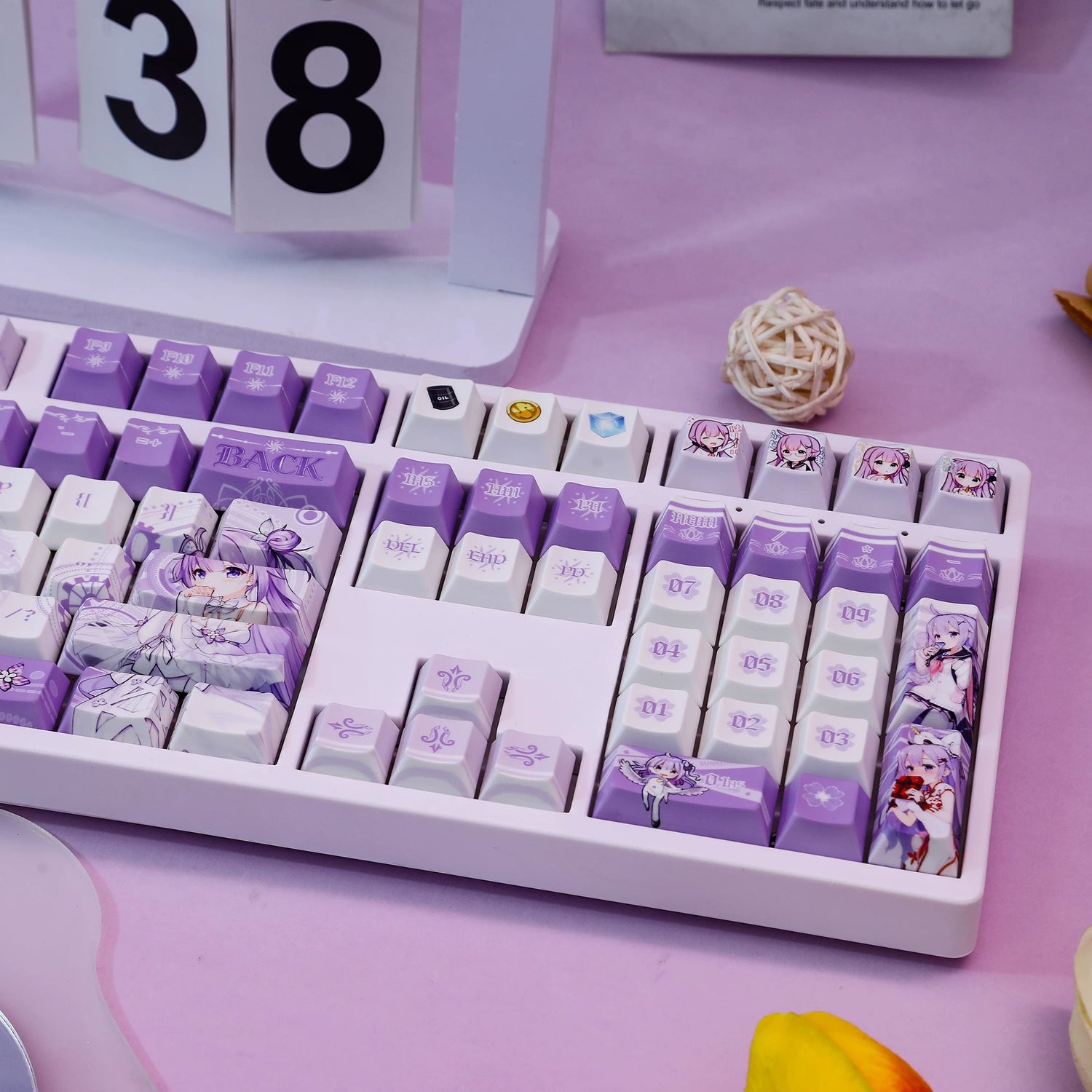 Azur Lane, HMS Unicorn theme, PBT material personalized keycap set, anime keycap culture peripheral mechanical keyboard decoration keycaps， Compatible with 61/64/68/75/84/87/104 key mechanical keyboard keycap set