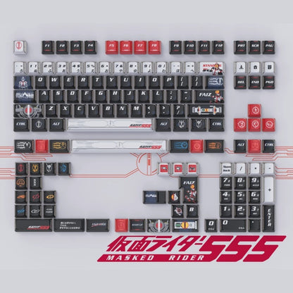 Kamen Rider themed keycaps， PBT material personalized keycap set, anime and games cultural creative decoration keycap set, compatible with 61/64/68/75/84/87/104 mechanical keyboard