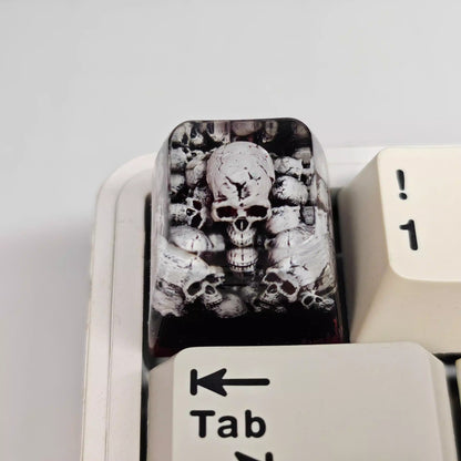Dark Gothic style, skull crystal resin personalized keycaps, dark 1U resin decorative keycaps