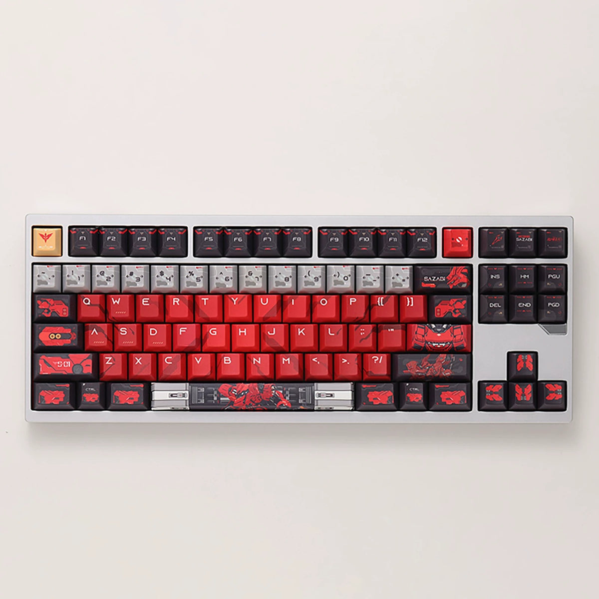 Gundam‌， SAZABI，MSN-04, There are two versions: opaque and semi transparent personalized keycaps, mechanical keyboard replacement keycap set, anime and game cultural and creative keycaps set,61/64/68/75/84/87/104 Key Mechanical Keyboard Keycap Set