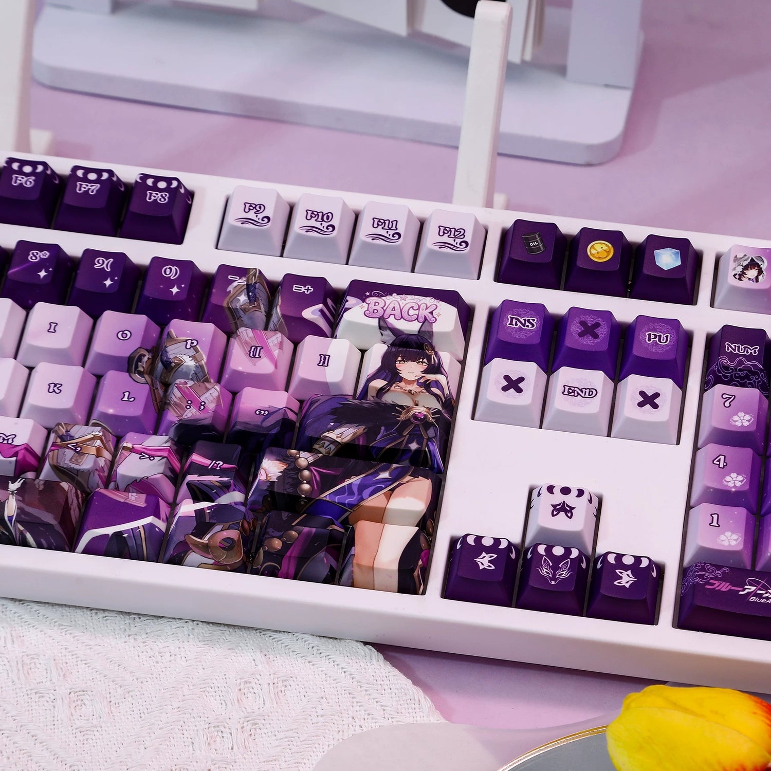 Azur Lane，Musashi theme, PBT material personalized keycap set, anime keycap culture peripheral mechanical keyboard decoration keycaps， Compatible with 61/64/68/75/84/87/104 key mechanical keyboard keycap set