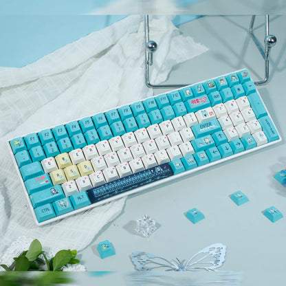 Hatsune Miku Theme PBT Material Hot Sublimation Process Personalized Keycap Set, Animation Music Theme Decoration Keycap Set