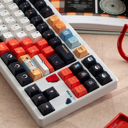 Pikachu themed keycap set, mechanical keycap PBT material material personalized keycap set, Animated cartoon keycaps, compatible with 61/64/68/75/84/87/104 mechanical keyboard replacement keycap