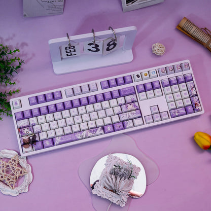 Azur Lane, HMS Unicorn theme, PBT material personalized keycap set, anime keycap culture peripheral mechanical keyboard decoration keycaps， Compatible with 61/64/68/75/84/87/104 key mechanical keyboard keycap set