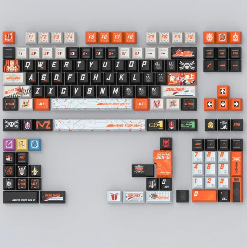 Kamen Rider themed keycaps， PBT material personalized keycap set, anime and games cultural creative decoration keycap set, compatible with 61/64/68/75/84/87/104 mechanical keyboard