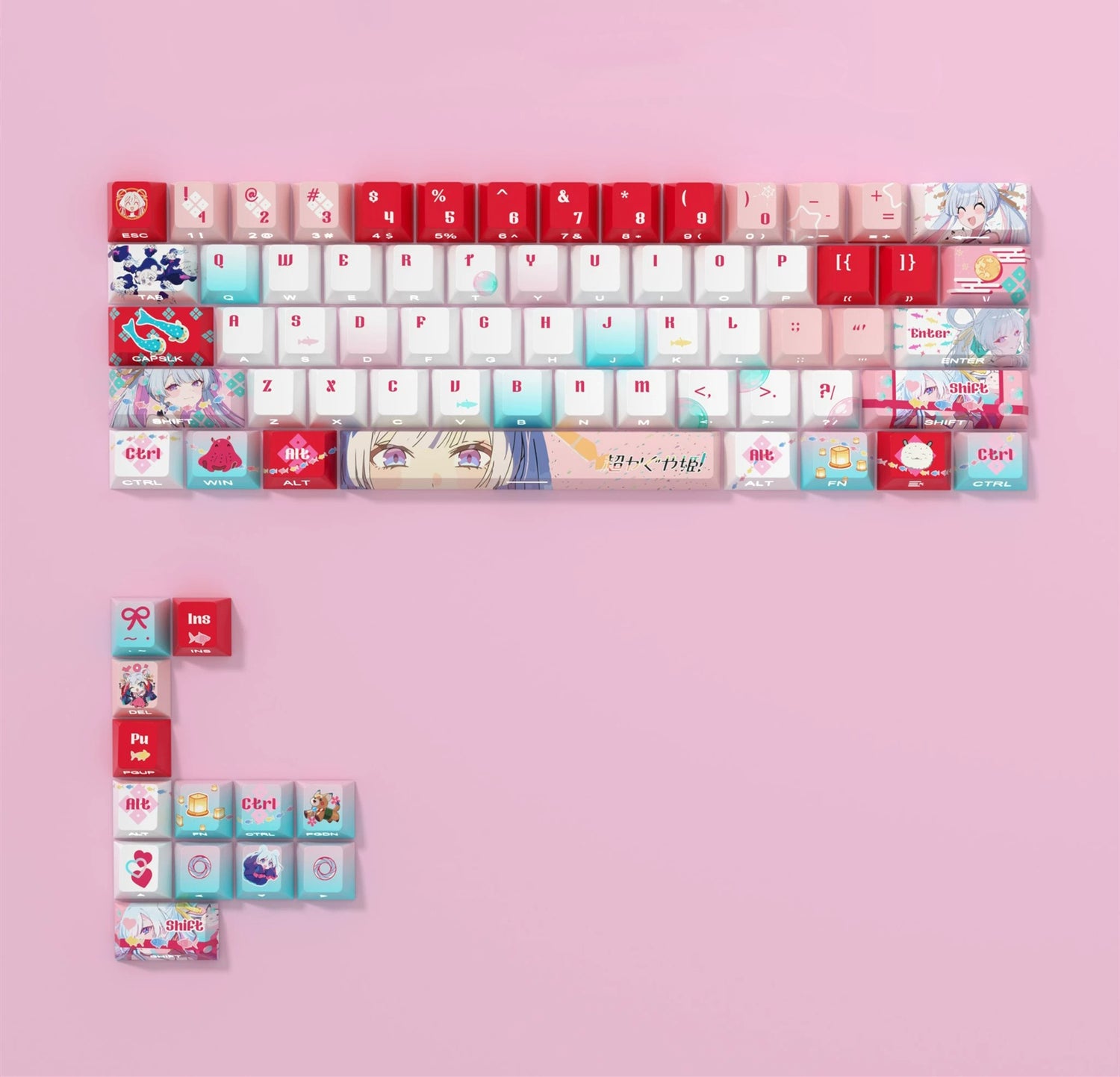 Cosmic Princess Kaguya! Theme, PBT material original factory highly personalized keycap set, anime game keycap set, suitable for 61/64/68/75/84/87/104 key mechanical keyboards