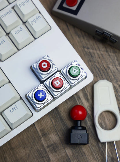 Arcade game shaped keycap set, lucky joystick+double happiness button, personalized metal keycaps, mechanical keyboard game cultural and creative peripheral, decorative keycaps