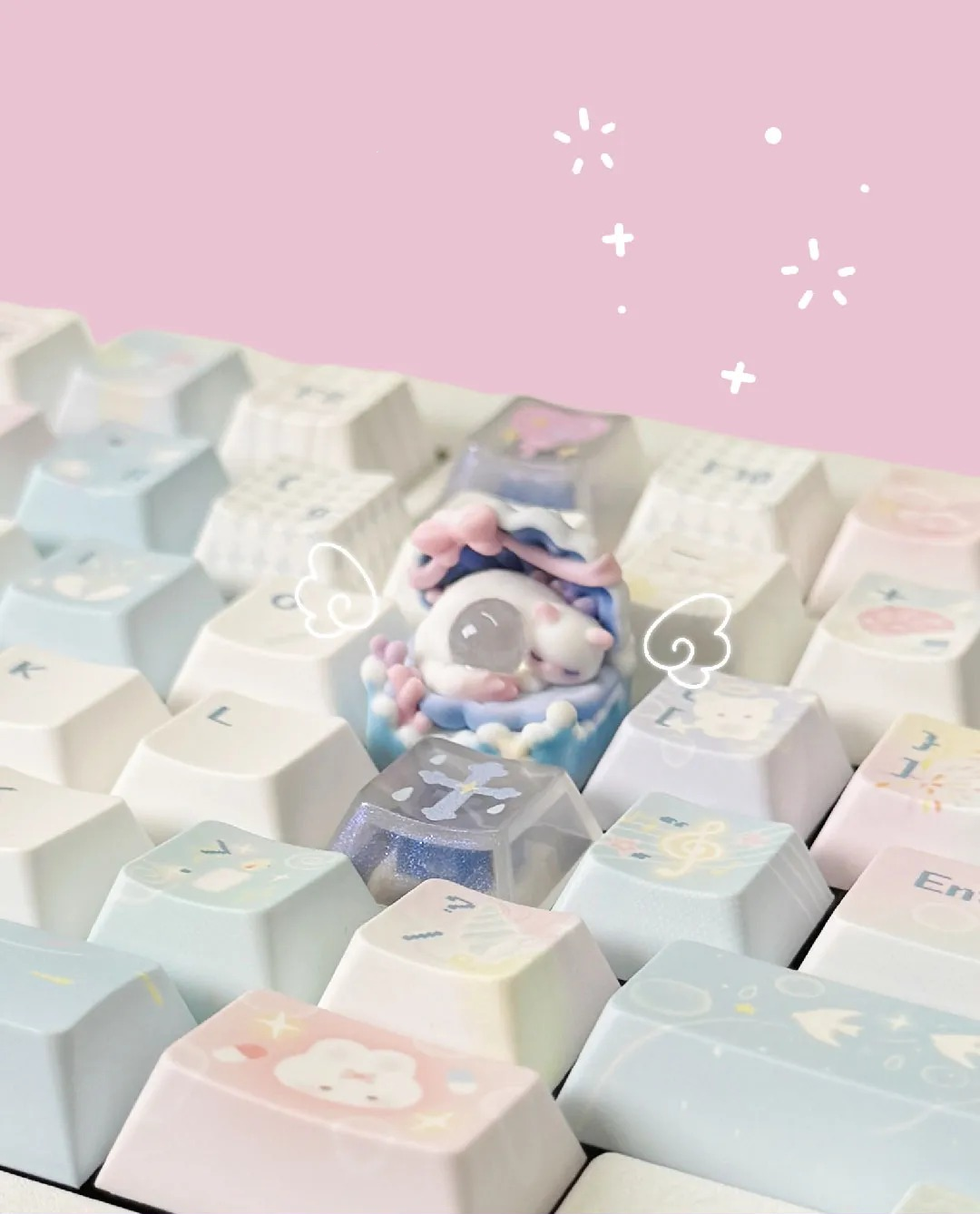 Ocean Pearl Magic Cat Theme Design Keycaps Transparent Pearl Cute Mechanical Keyboard Decoration Keycaps Ocean Pearl Magic Cat Personalized Keycaps