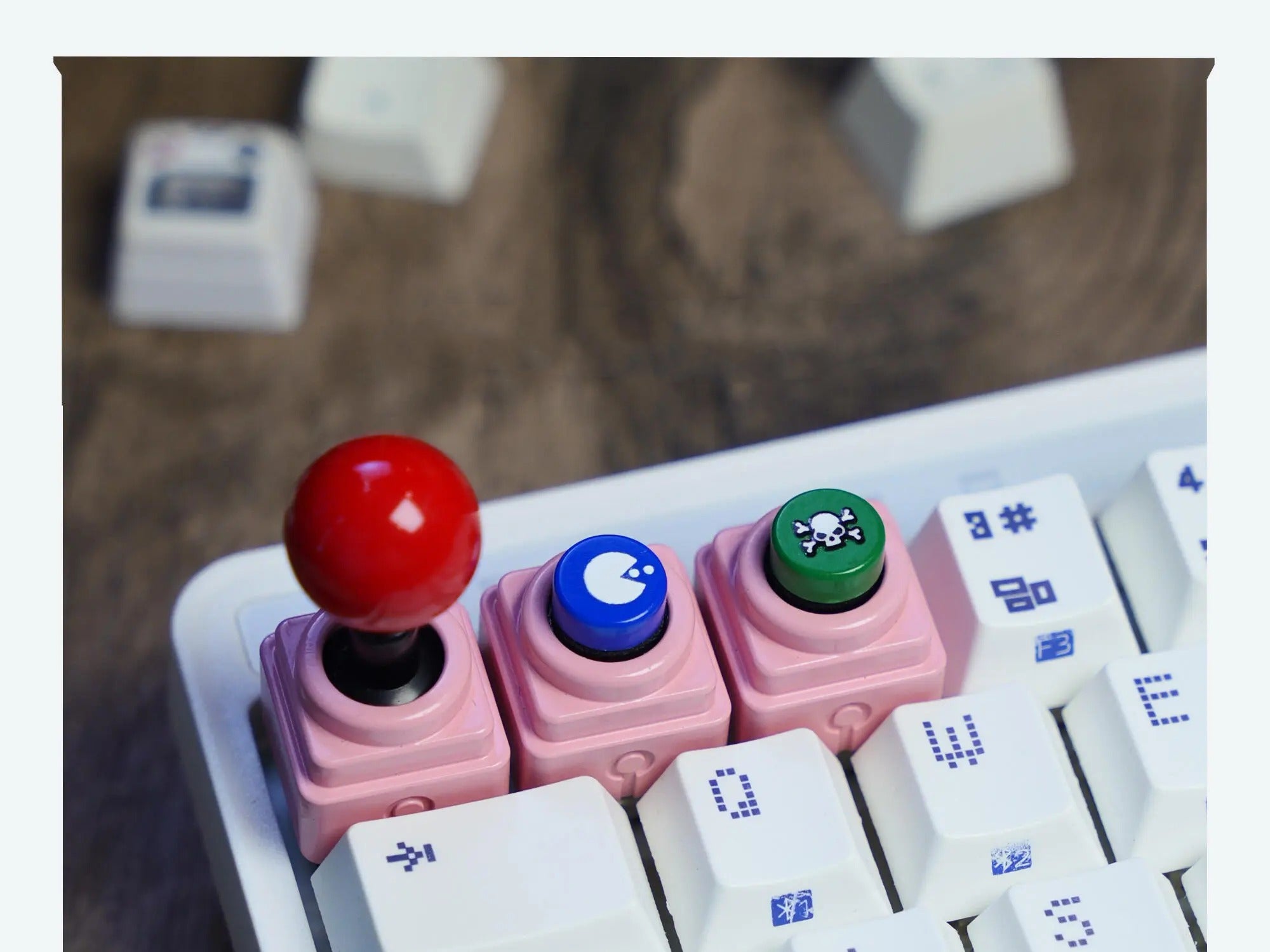 Arcade game shaped keycap set, lucky joystick+double happiness button, personalized metal keycaps, mechanical keyboard game cultural and creative peripheral, decorative keycaps