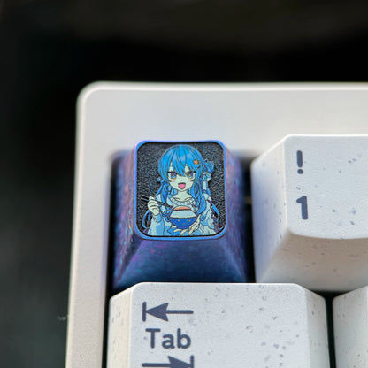 Hoshimachi Suisei Theme Collection, Titanium Alloy Personalized Keycaps, Anime Music Idol Culture Peripheral Mechanical Keyboard Customized Decorative Keycaps