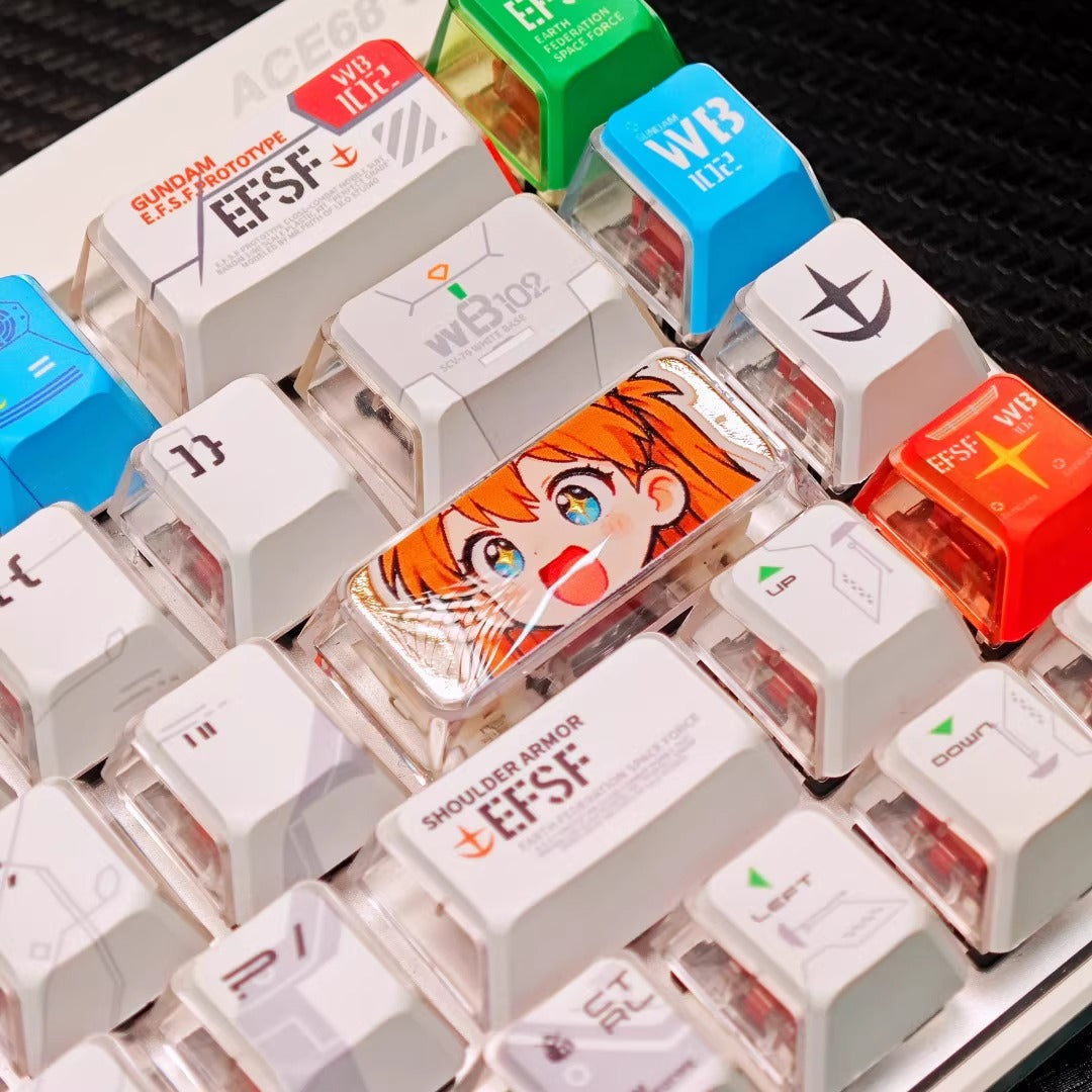 EVA, Asuka/Ayanami Rei, crystal resin 2.25U gilded carriage return personalized keycap, anime game design decorative keycap
