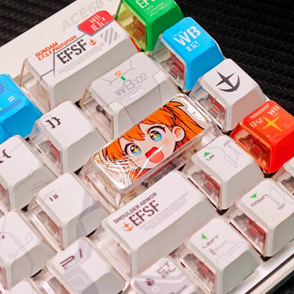 EVA, Asuka/Ayanami Rei, crystal resin 2.25U gilded carriage return personalized keycap, anime game design decorative keycap