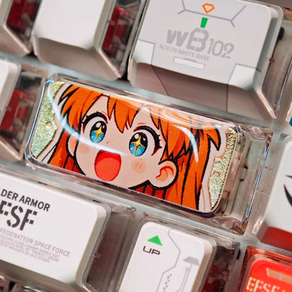 EVA, Asuka/Ayanami Rei, crystal resin 2.25U gilded carriage return personalized keycap, anime game design decorative keycap