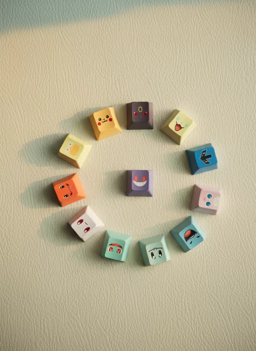 Pok é mon series keycap set, anime and game mechanical keyboard decoration keycap set, PBT material suitable for 61/64/68/75/84/87/104 key mechanical keyboards