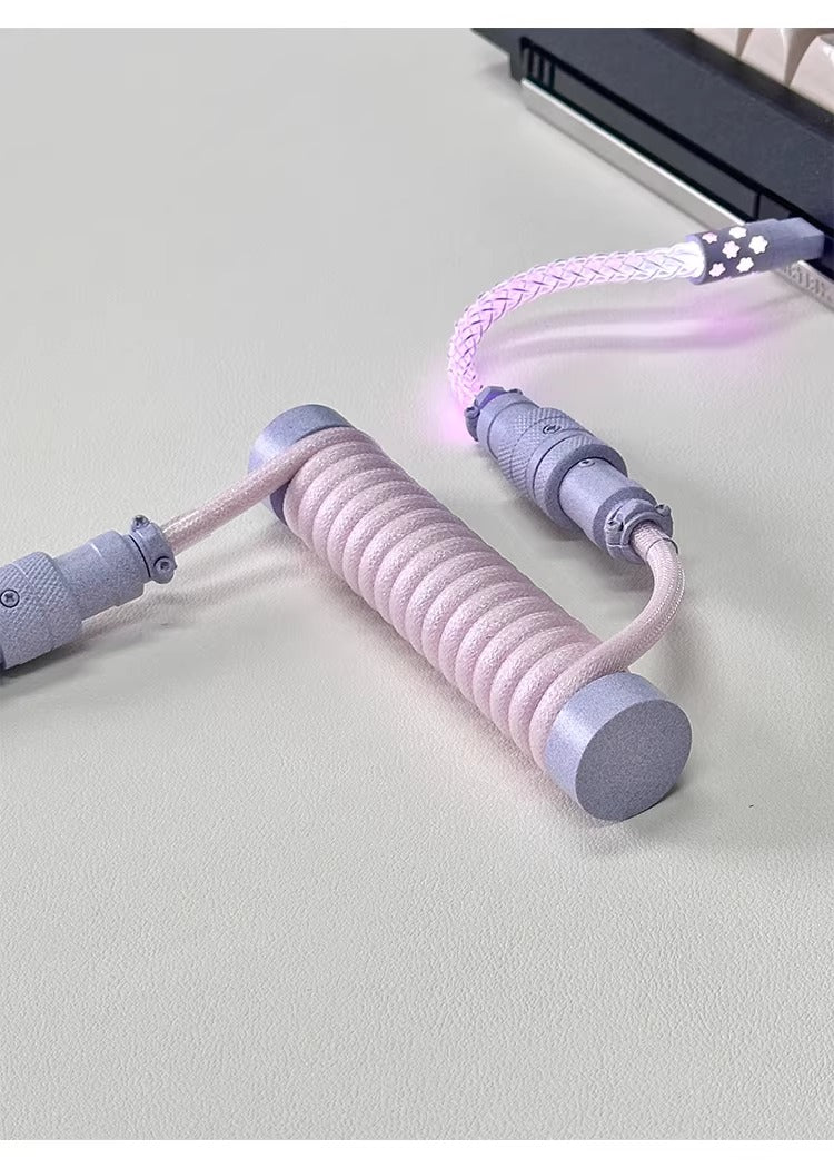 Three segment illuminated aviation plug cable customized keyboard cable 8k customized keyboard data cable