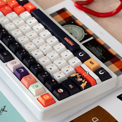 Pikachu themed keycap set, mechanical keycap PBT material material personalized keycap set, Animated cartoon keycaps, compatible with 61/64/68/75/84/87/104 mechanical keyboard replacement keycap