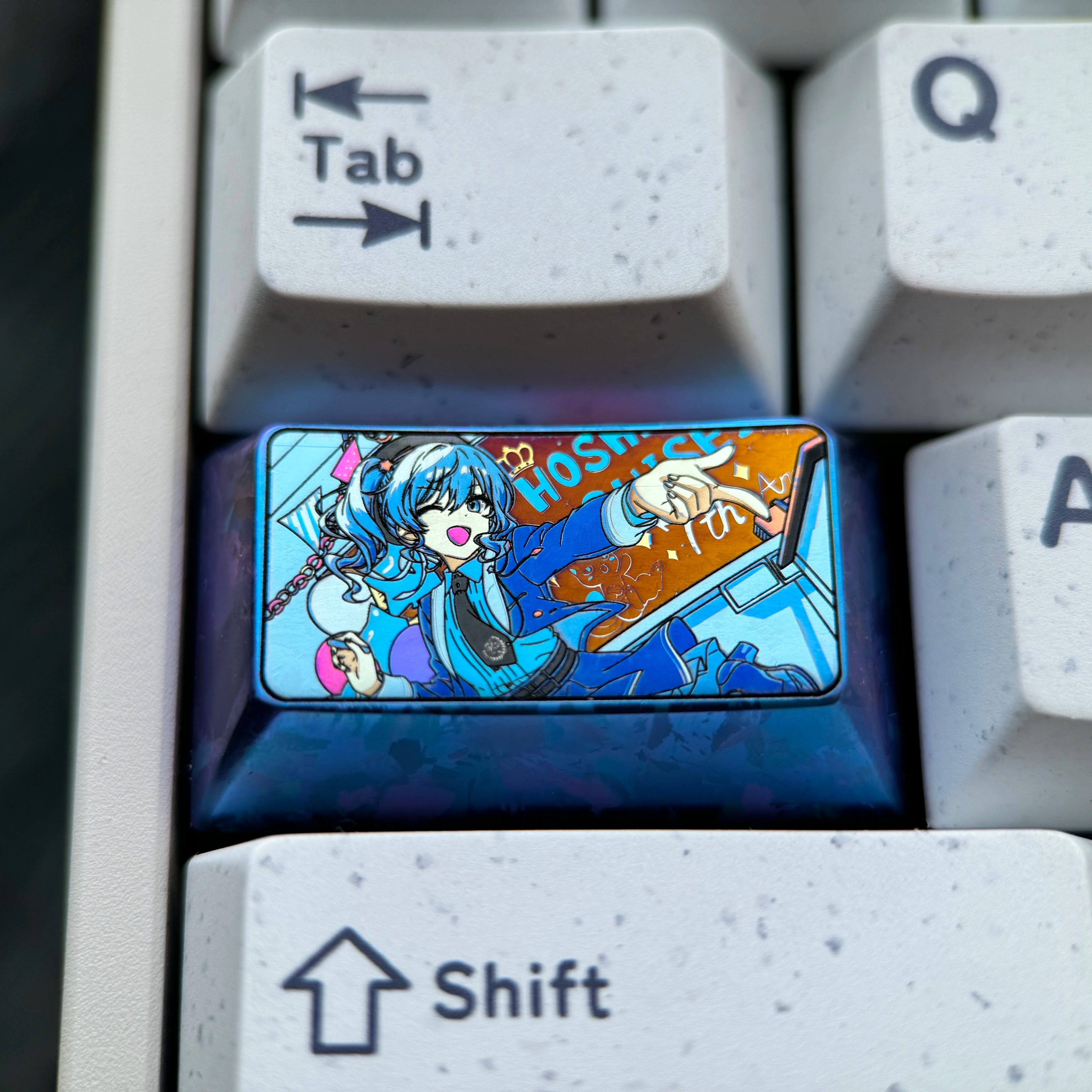 Hoshimachi Suisei Theme Collection, Titanium Alloy Personalized Keycaps, Anime Music Idol Culture Peripheral Mechanical Keyboard Customized Decorative Keycaps