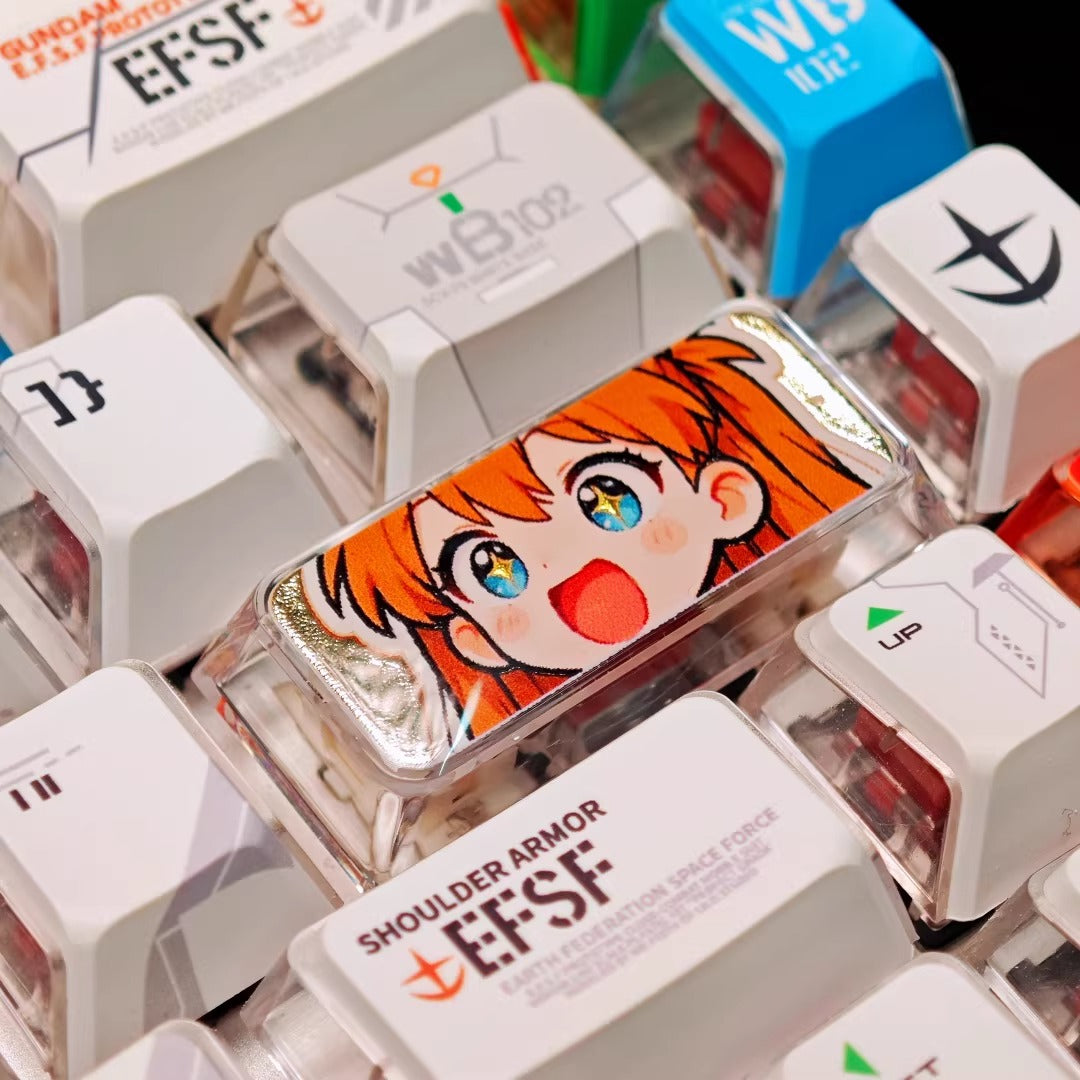 EVA, Asuka/Ayanami Rei, crystal resin 2.25U gilded carriage return personalized keycap, anime game design decorative keycap