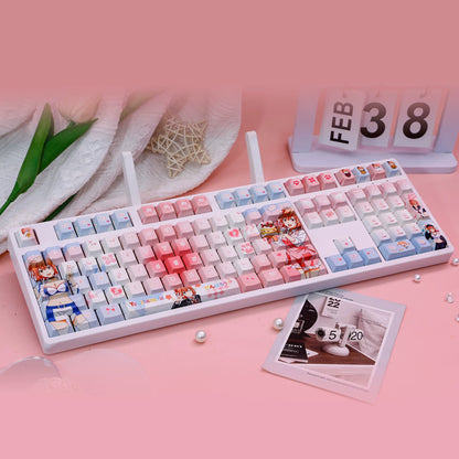 ‌My Teen Romantic Comedy SNAFU，Yuigahama Yui theme, PBT material personalized keycap set, anime keycap culture peripheral mechanical keyboard decoration keycaps， Compatible with 61/64/68/75/84/87/104 key mechanical keyboard keycap set