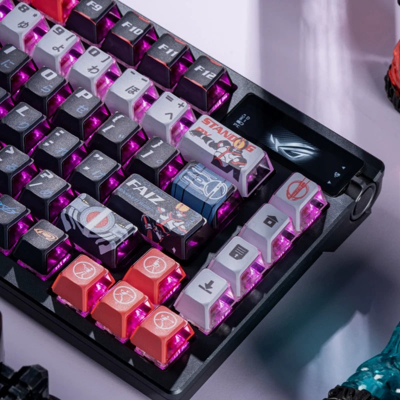 Kamen Rider themed keycaps， PBT material personalized keycap set, anime and games cultural creative decoration keycap set, compatible with 61/64/68/75/84/87/104 mechanical keyboard