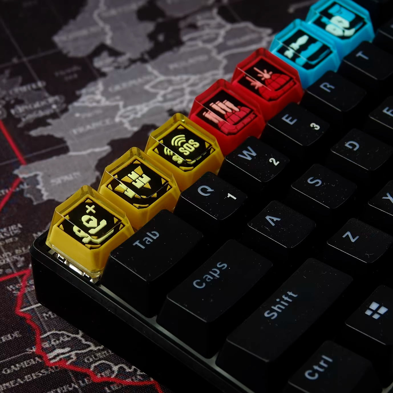 Helldovers 2 theme, personalized keycaps for function keys, crystal dropper material decorative keycaps, mechanical keyboard artisankeycaps