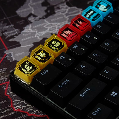 Helldovers 2 theme, personalized keycaps for function keys, crystal dropper material decorative keycaps, mechanical keyboard artisankeycaps