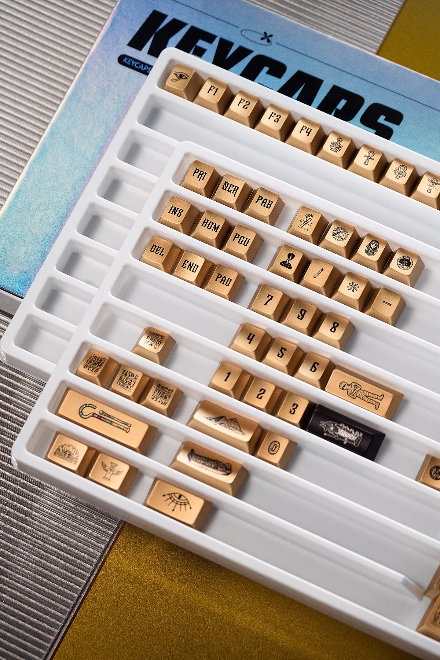 Mysterious Egypt, Metal Gloss PBT Material Personalized Keycap Set, Mechanical Keyboard Theme Design Decorative Keycap Set
