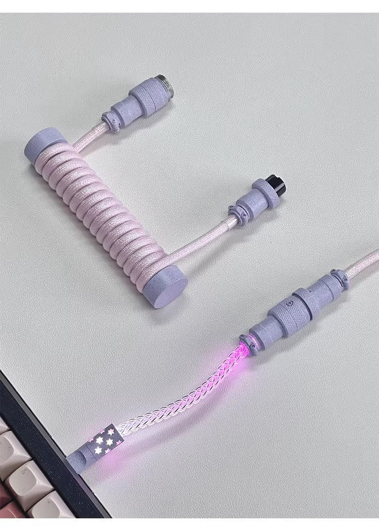 Three segment illuminated aviation plug cable customized keyboard cable 8k customized keyboard data cable