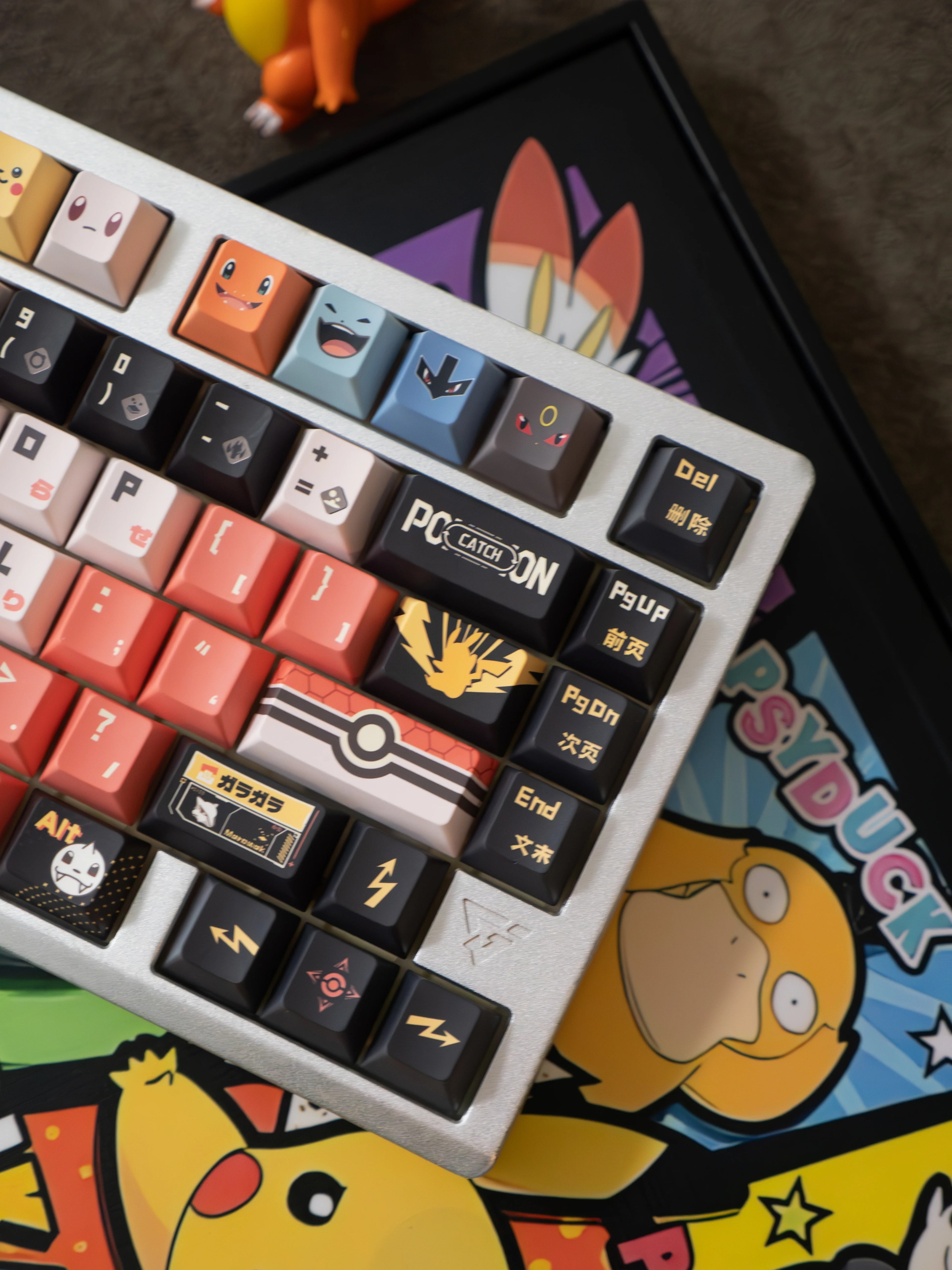 Pok é mon series keycap set, anime and game mechanical keyboard decoration keycap set, PBT material suitable for 61/64/68/75/84/87/104 key mechanical keyboards