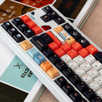 Pikachu themed keycap set, mechanical keycap PBT material material personalized keycap set, Animated cartoon keycaps, compatible with 61/64/68/75/84/87/104 mechanical keyboard replacement keycap