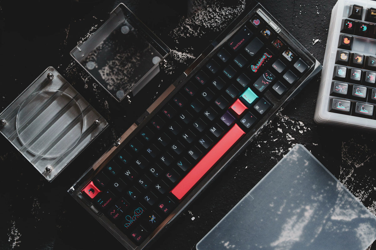 Carnival Ceremony themed design, creative keycap set, PBT material personalized keycap set, mechanical keyboard replacement decorative keycaps, compatible with 61/64/68/75/84/87/104 key mechanical keyboard