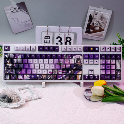 Azur Lane，Musashi theme, PBT material personalized keycap set, anime keycap culture peripheral mechanical keyboard decoration keycaps， Compatible with 61/64/68/75/84/87/104 key mechanical keyboard keycap set