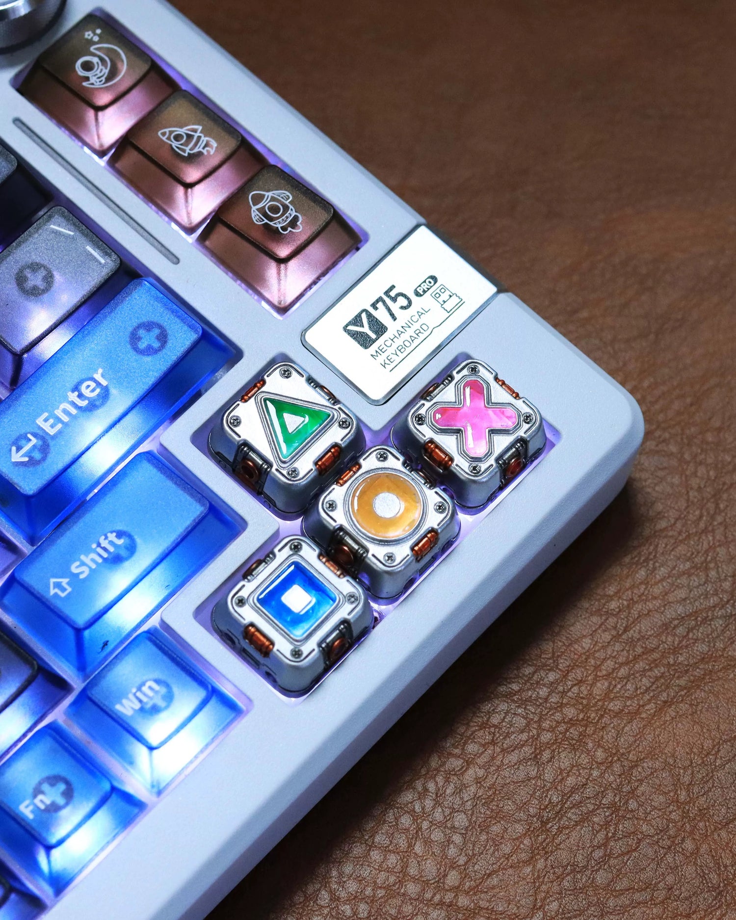 Cyberpunk style directional key set mechanical keyboard handmade personalized metal keycaps translucent personalized keycaps customized mechanical keyboard decorative keycaps