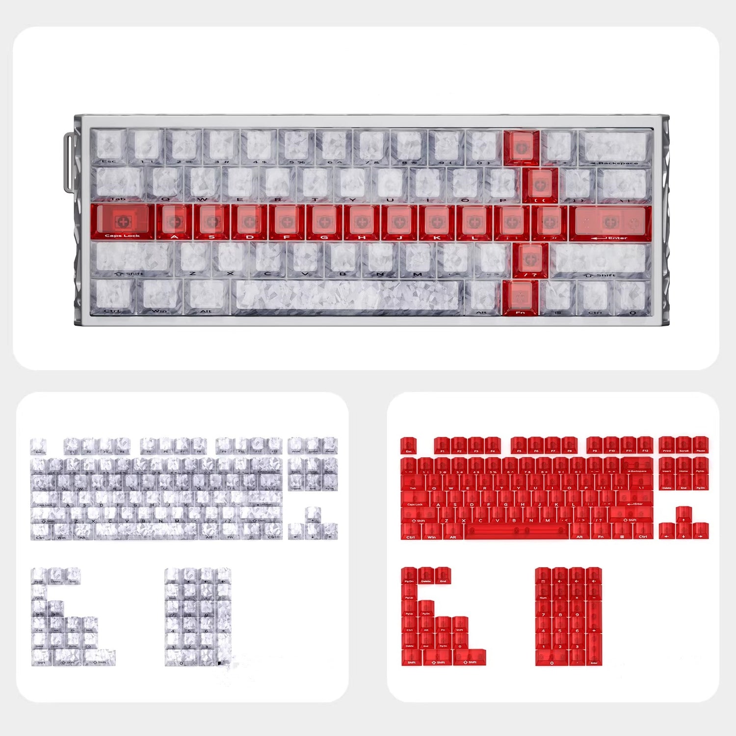 Carbon fiber patterned keycap translucent keycap set, PBT material, heat sublimation process, simple and personalized patterned keycap set, customized decorative keycap set