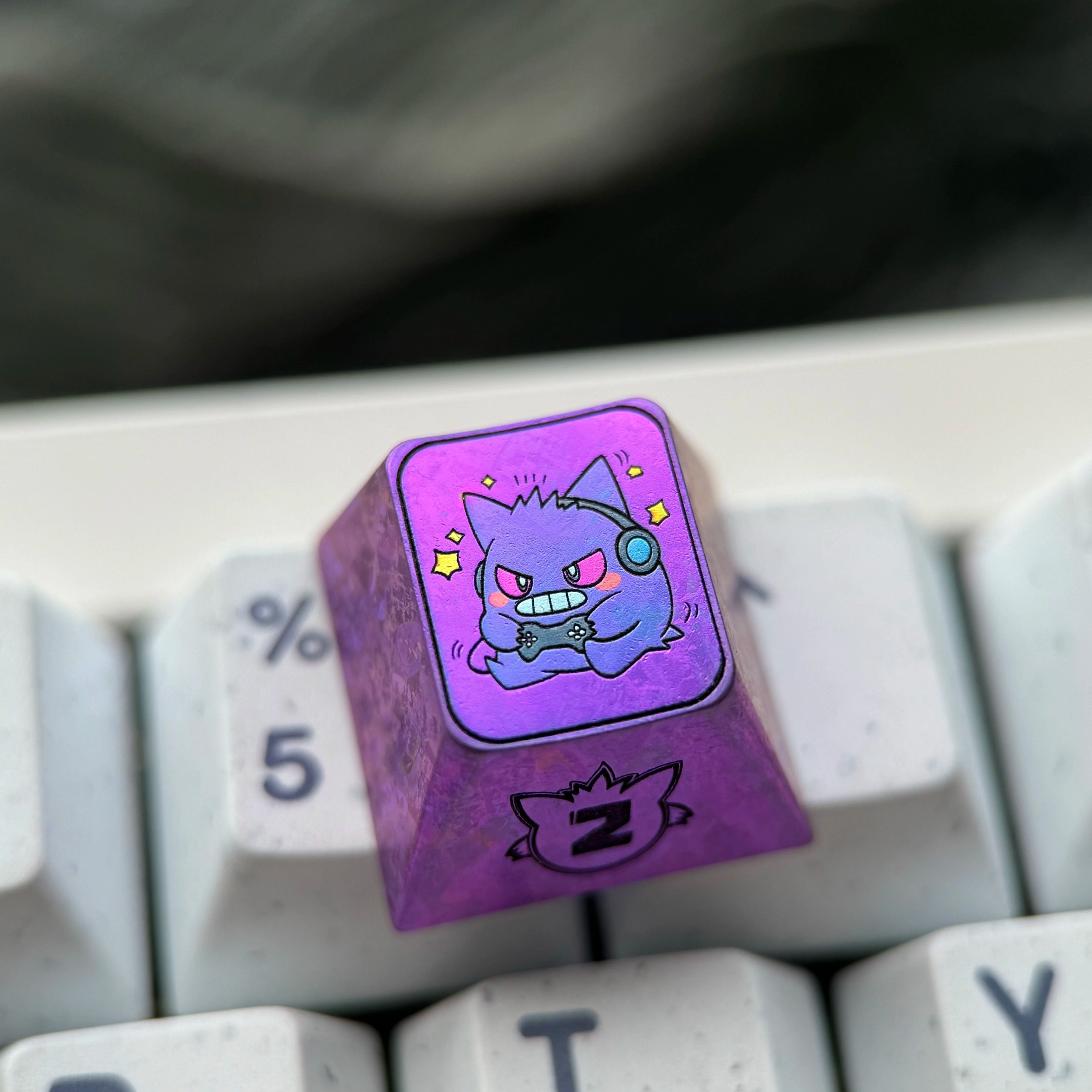 Pok é mon series, gengar themed R4 height, numerical range of 1-0, titanium alloy personalized keycaps, anime and game creative decorative keycaps