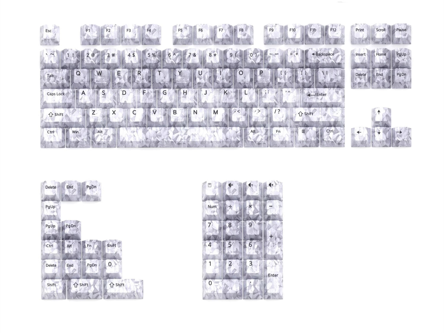 Carbon fiber patterned keycap translucent keycap set, PBT material, heat sublimation process, simple and personalized patterned keycap set, customized decorative keycap set