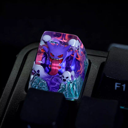 Gengar crystal resin personalized keycaps, anime and game culture creative decorative keycaps, mechanical keyboard creative art keycaps