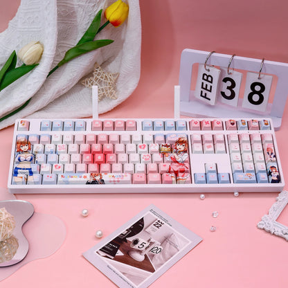 ‌My Teen Romantic Comedy SNAFU，Yuigahama Yui theme, PBT material personalized keycap set, anime keycap culture peripheral mechanical keyboard decoration keycaps， Compatible with 61/64/68/75/84/87/104 key mechanical keyboard keycap set