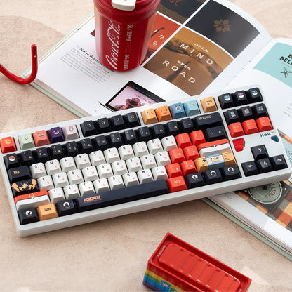 Pikachu themed keycap set, mechanical keycap PBT material material personalized keycap set, Animated cartoon keycaps, compatible with 61/64/68/75/84/87/104 mechanical keyboard replacement keycap