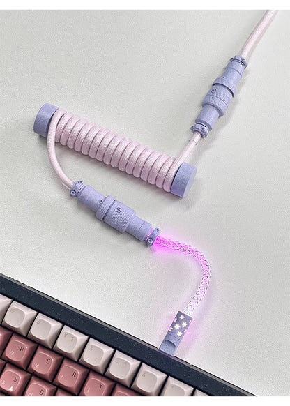 Three segment illuminated aviation plug cable customized keyboard cable 8k customized keyboard data cable