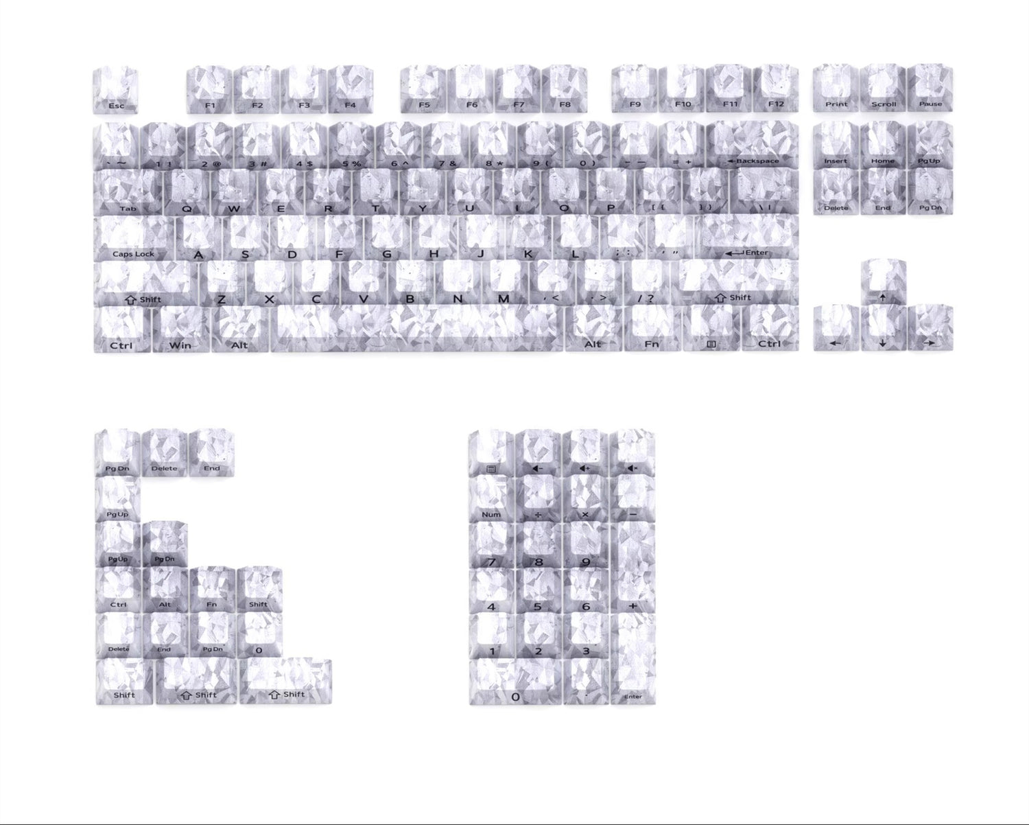 Carbon fiber patterned keycap translucent keycap set, PBT material, heat sublimation process, simple and personalized patterned keycap set, customized decorative keycap set